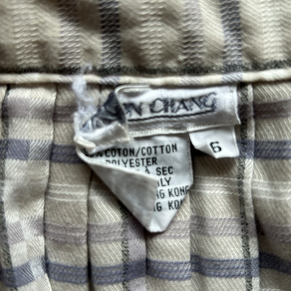 Vintage Simon Chang Plaid Matching Set with Blouse, Scarf, and Midi Skirt - Picture 4 of 7